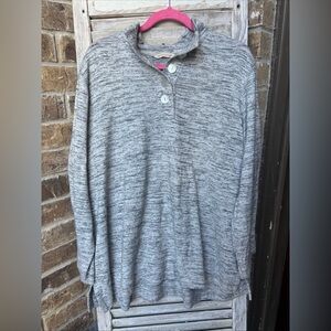 Soft Surroundings Mock Neck Touchable Sweater Heather Grey  1X Coastal Grandma.